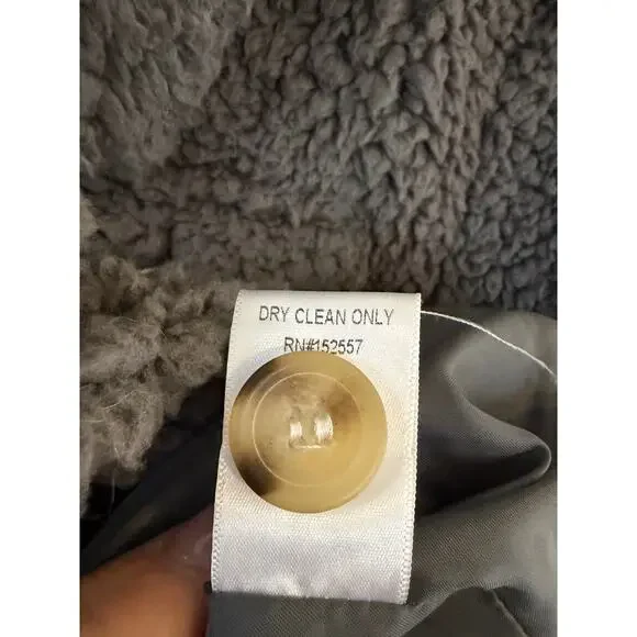 Polagram Sherpa Jacket Medium Taupe Faux Fur Button Front Teddy Coat - Picture 6 of 7